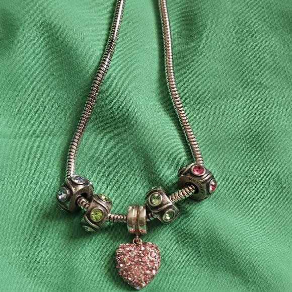 Helzberg Diamonds Necklace with Pink Heart and Multicolor Charms - Picture 1 of 4